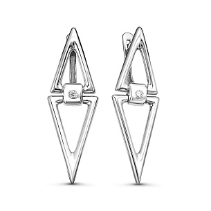 Серьги с английским замком из белого золота с бриллиантом