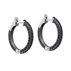 Серьги с английским замком из белого золота с сапфиром