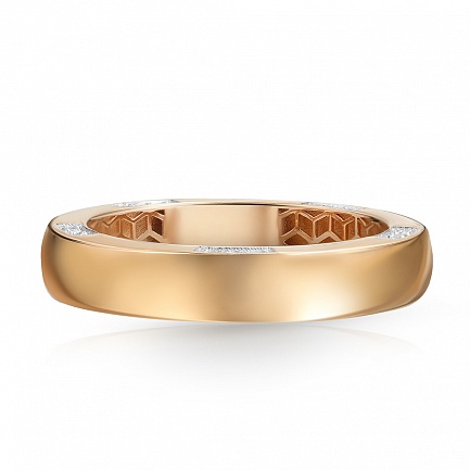 Кольцо обручальное из красного золота с бриллиантами