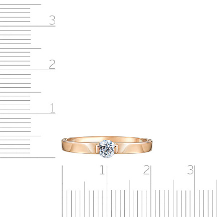 Кольцо помолвочное из красного золота с бриллиантом