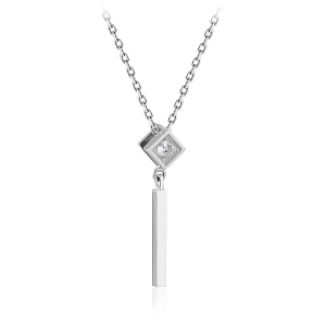 Колье из белого золота с бриллиантом, плетение якорное