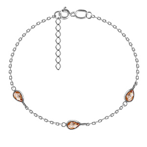 Браслет декоративный из серебра с фианитом