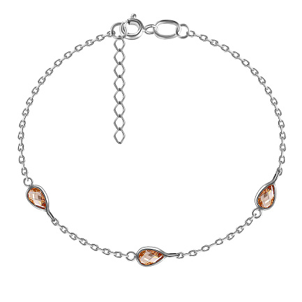 Браслет декоративный из серебра с фианитом