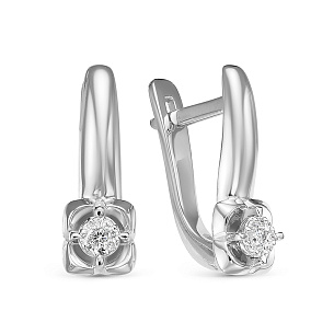 Серьги из белого золота с бриллиантом