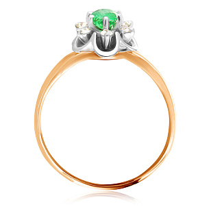 Кольцо из красного золота с изумрудом