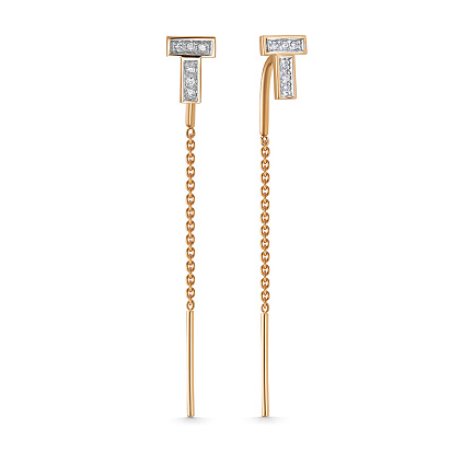 Серьги из красного золота с бриллиантами