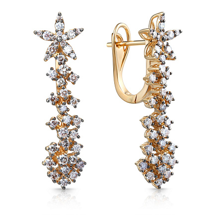 Серьги из желтого золота с бриллиантами