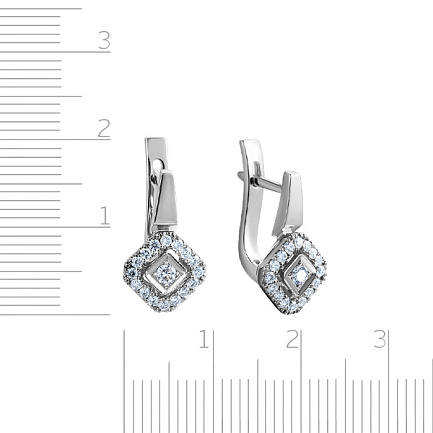 Серьги с английским замком из белого золота с бриллиантами