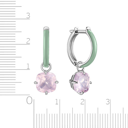 Серьги с английским замком из серебра с кварцем