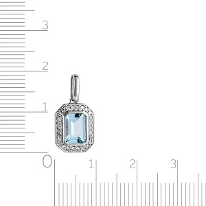 Подвеска из белого золота с аквамарином, бриллиантами