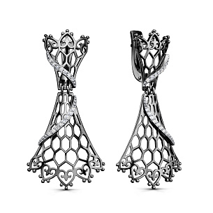 Серьги с английским замком из серебра с бриллиантами