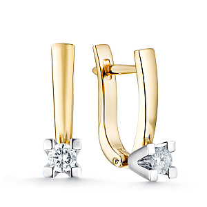 Серьги из желтого золота с бриллиантами