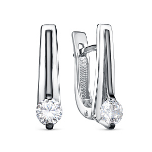 Серьги с английским замком из серебра с фианитами