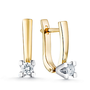 Серьги из желтого золота с бриллиантом