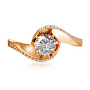 Кольцо из красного золота с фианитом