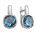 Серьги из белого золота с бриллиантами, топазами