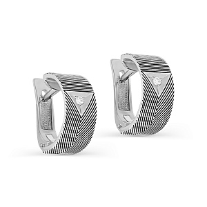 Серьги с английским замком из серебра с бриллиантами