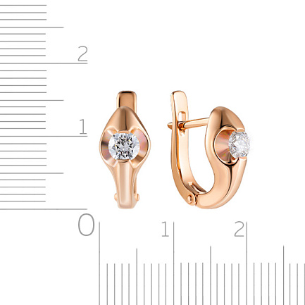 Серьги с английским замком из красного золота с бриллиантами