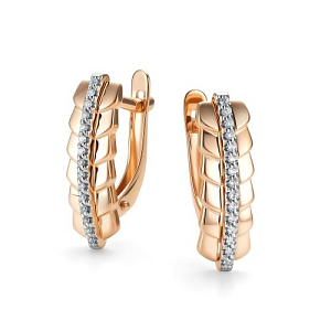 Серьги с английским замком из красного золота с бриллиантами