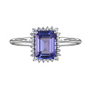 Кольцо из белого золота с бриллиантами, танзанитом