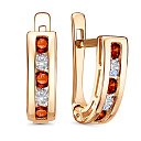 Серьги с английским замком из красного золота с фианитами