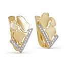 Серьги с английским замком из желтого золота с бриллиантами