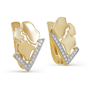 Серьги с английским замком из желтого золота с бриллиантами