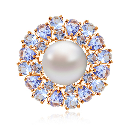 Кольцо из красного золота с жемчугом