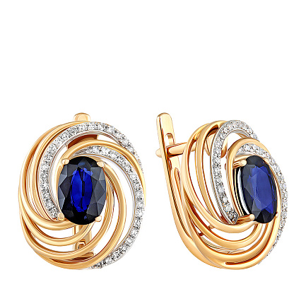 Серьги с английским замком из красного золота с бриллиантами