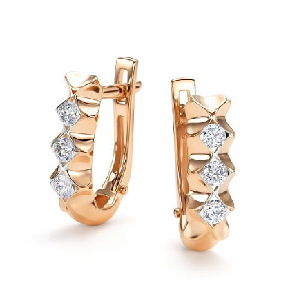 Серьги с английским замком из красного золота