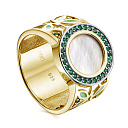 Кольцо из серебра с перламутром, фианитами