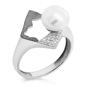 Кольцо из белого золота с жемчугом