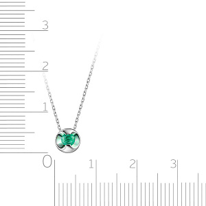 Колье из белого золота с изумрудом, плетение якорное