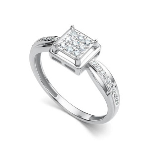 Кольцо из белого золота с бриллиантами