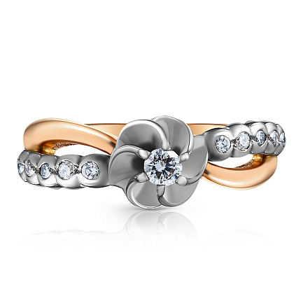 Кольцо из красного золота с бриллиантами