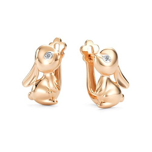 Серьги с английским замком из красного золота с бриллиантами