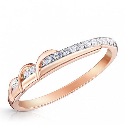 Кольцо из красного золота с фианитом