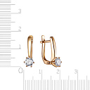 Серьги с английским замком из красного золота с фианитом