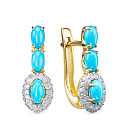 Серьги из желтого золота с бриллиантами, бирюзой