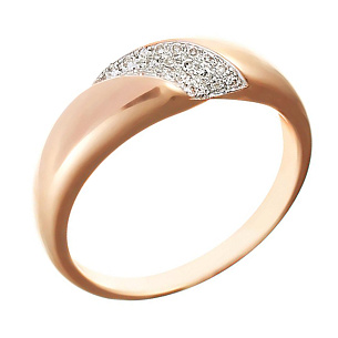 Кольцо обручальное из красного золота с бриллиантом