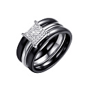 Кольцо из серебра с керамикой, фианитами