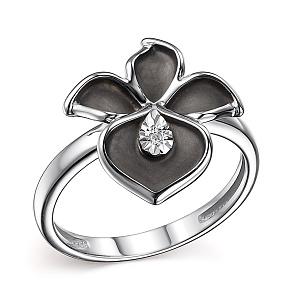 Кольцо из серебра с бриллиантом