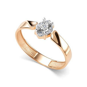 Кольцо из красного золота с бриллиантом