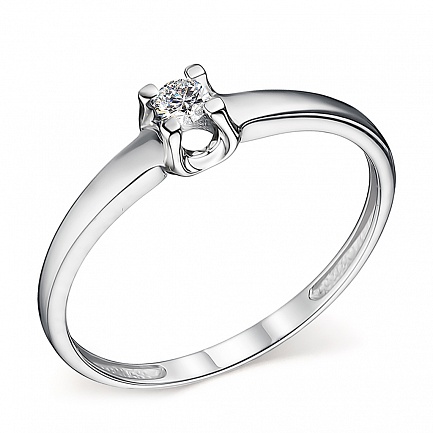 Кольцо из белого золота с бриллиантом