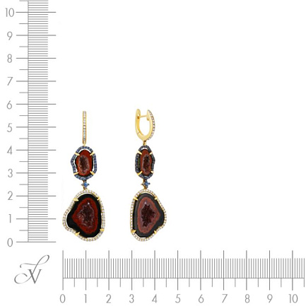 Серьги с английским замком из желтого золота с бриллиантами