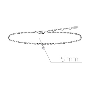 Браслет декоративный из белого золота с бриллиантом, плетение якорное