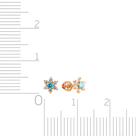 Серьги детские из красного золота с фианитом