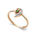 Кольцо из красного золота с бриллиантами, изумрудом