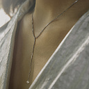 Колье из белого золота с бриллиантом, плетение якорное