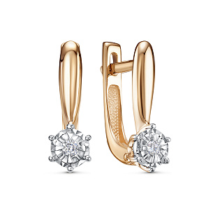 Серьги из красного золота с бриллиантом